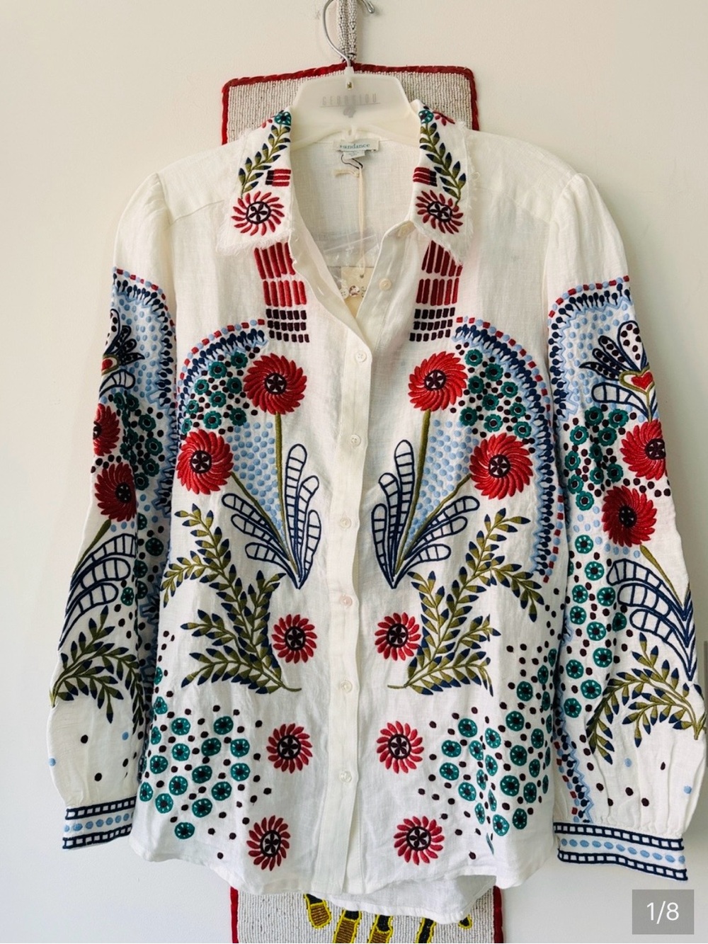 New! Sundance “Canyon Sunset Linen Floral Embroidered Blouse